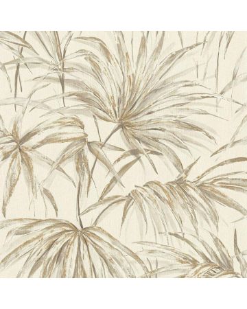 Papel pintado hojas beige blanco 043gSAK
