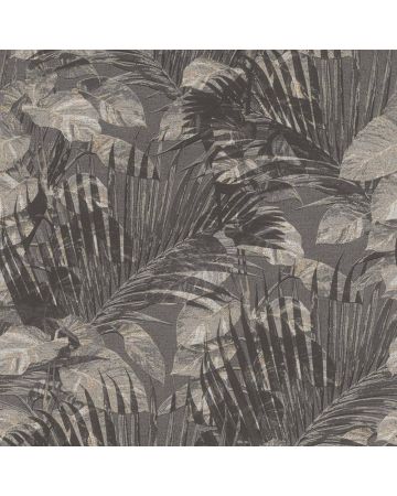 Papel pintado tropical gris negro 044gBOT