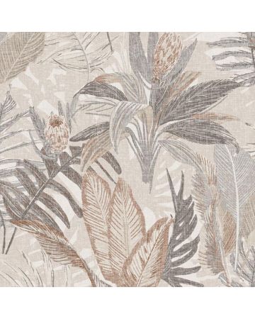 Papel pintado hojas beige gris crudo 045gOGN