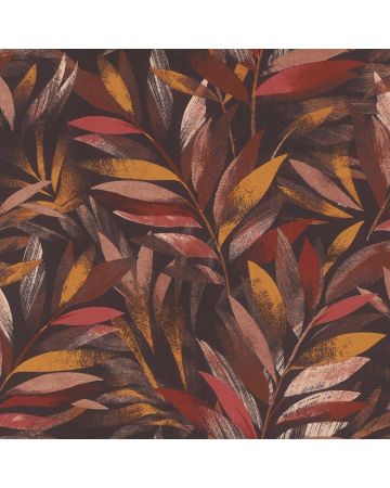 Papel pintado hojas marrón rojo negro 045gPAR