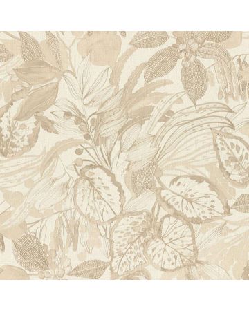 Papel pintado hojas beige blanco 046gEDE