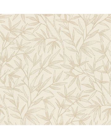 Papel pintado hojas beige blanco 048gEDE