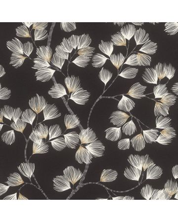 Papel pintado hojas blanco negro 048gPAR