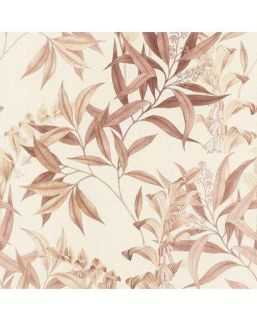 Papel pintado hojas marrón blanco 049gEDE
