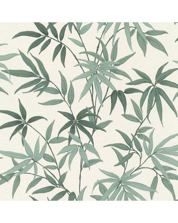 Papel pintado hojas verde blanco 051gPAR