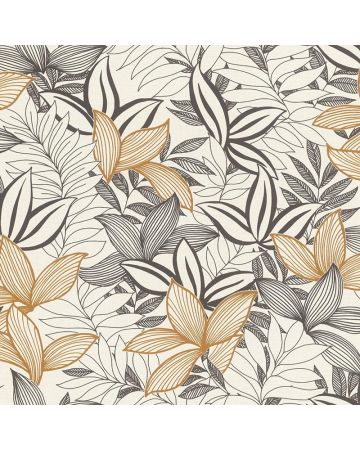 Papel pintado hojas marrón gris crudo 057gPAR