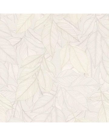 Papel pintado hojas blanco gris 057gSER