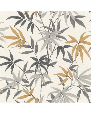 Papel pintado hojas marrón gris crudo 059gPAR