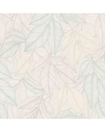 Papel pintado hojas blanco gris azul 059gSER
