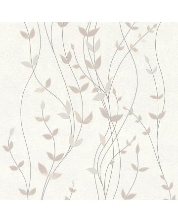 Papel pintado hojas beige blanco 062gHAR