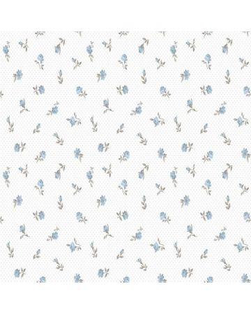 Papel pintado flores azul blanco 067gPIP