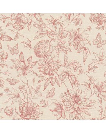 Papel pintado rosas rojo beige 077gEDE
