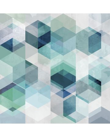 
Fotomural hexágonos cubos azul gris 100921