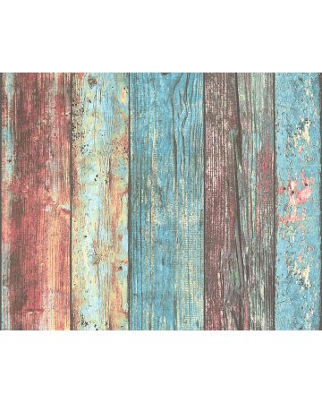 Papel pintado tablas madera azul rojo