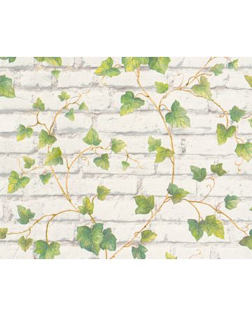 Papel pintado ladrillos blancos hiedra 31942g1gELE