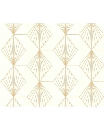 Papel pintado geométrico beige dorado 367101gFRE