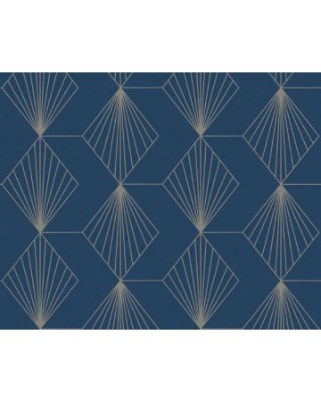 Papel pintado geométrico azul dorado 367102gFRE