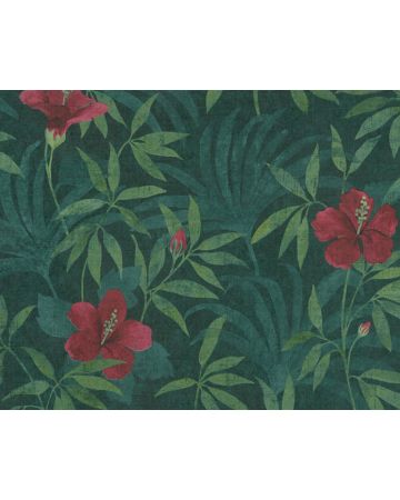 Papel pintado naturaleza verde rojo 380281gCUB