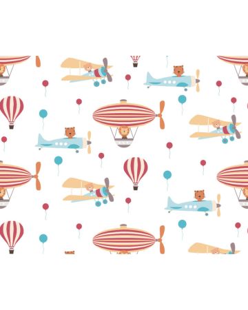 Papel pintado infantil globos dirigibles aviones 38126g1gLL
