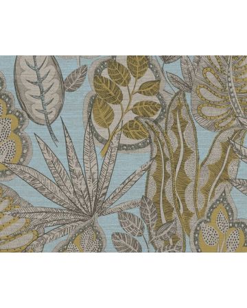 Papel pintado hojas marrón gris azul 393464gFAM