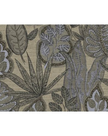Papel pintado hojas gris marrón 393465gFAM