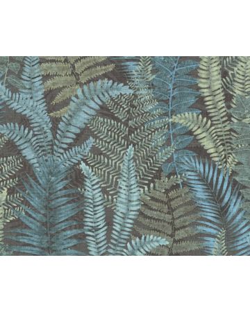 Papel pintado hojas azul verde marrón 393473gFAM