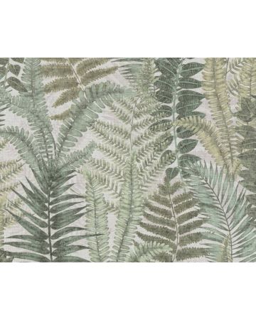 Papel pintado hojas verde beige crudo 393474gFAM