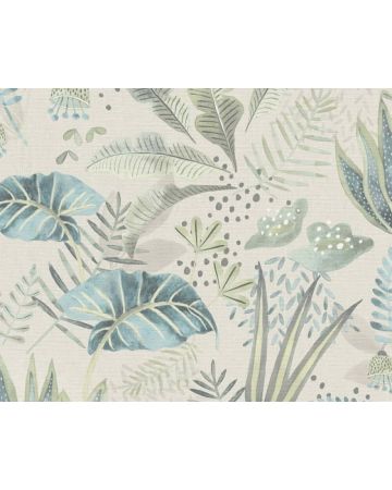 Papel pintado hojas verde azul beige 393484gFAM