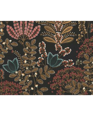 Papel pintado hojas rosa rojo marrón 393495gFAM