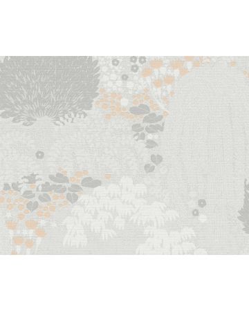 Papel pintado hojas gris blanco naranja 393501gFAM