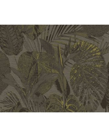 Papel pintado hojas marrón negro 393552gFAM