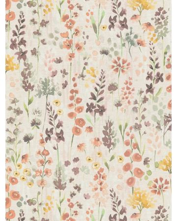 Papel pintado flores marrón naranja verde amarillo 396062gAQUA