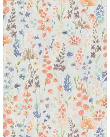 Papel pintado flores naranja azul verde marrón 396063gAQUA