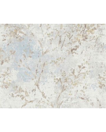 Papel pintado hojas beige azul blanco 396502gSTO