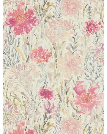 Papel pintado flores rosa beige verde 396952gAQUA