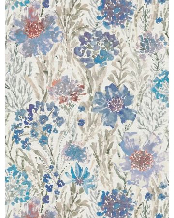 Papel pintado flores azul gris 396953gAQUA