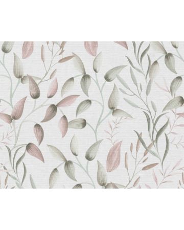 Papel pintado plantas verde rosa blanco 397451gPIN
