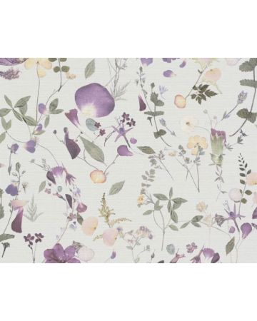 Papel pintado flores violeta verde blanco 397462gPIN
