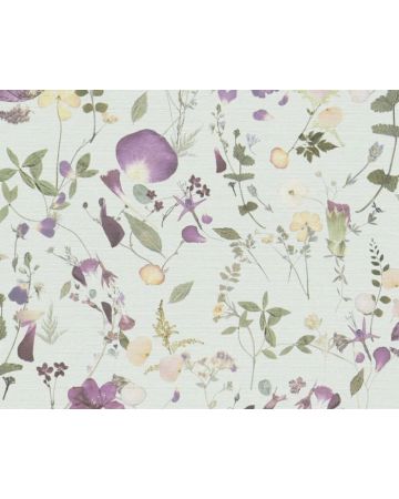 Papel pintado flores rosa verde blanco 397463gPIN