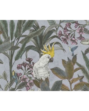 Papel pintado cacatúas lila 397483gPIN