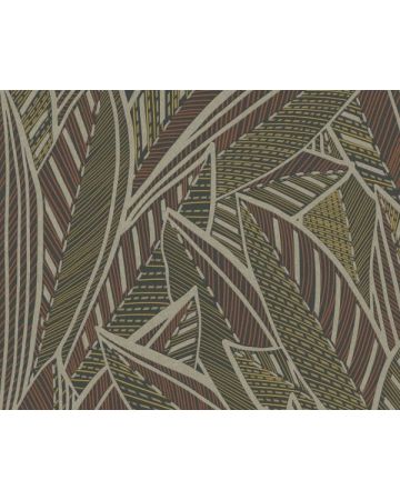 Papel pintado hojas beige rojo negro 399331gFRE