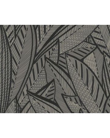 Papel pintado hojas gris negro blanco 399334gFRE