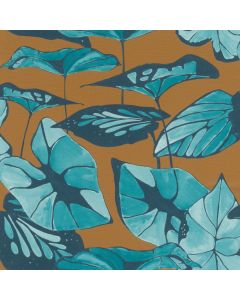 Papel pintado hojas grandes azul marrón 040gJAP